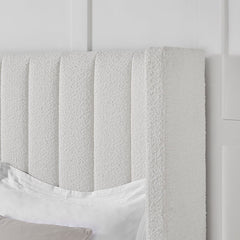 Luxury Bouclé Upholstered Platform Bed with Gas Lift Storage