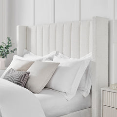 Luxury Bouclé Upholstered Platform Bed with Gas Lift Storage