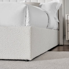 Luxury Bouclé Upholstered Platform Bed with Gas Lift Storage