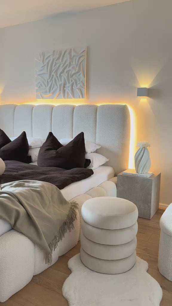 Aspen Cube Bed – Modern Upholstered Frame with Ottoman Storage