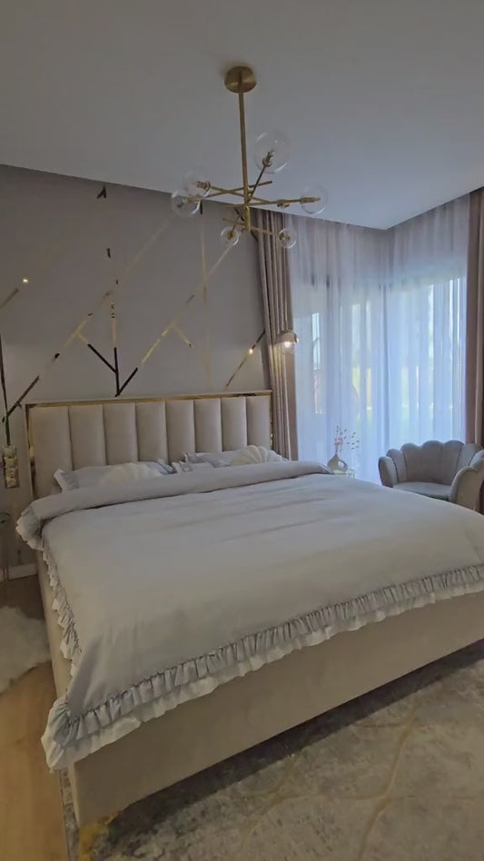 The Santorini Cream & Gold Ottoman Storage Bed