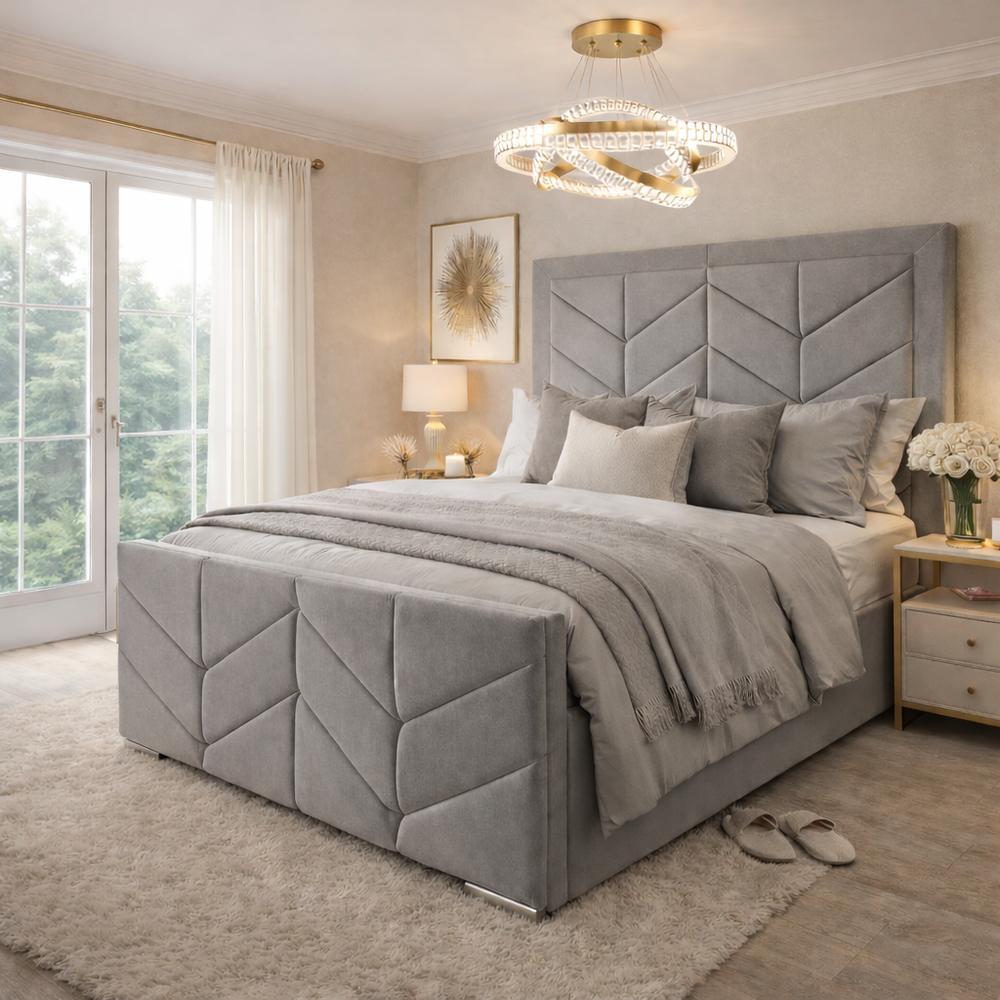 Davies Chevron Velvet Bed - Macbabeds