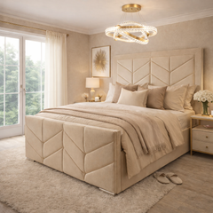 Davies Chevron Velvet Bed - Macbabeds