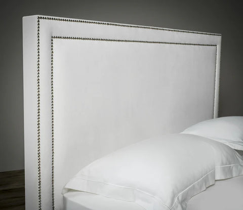 Olivia Studded Upholstered Bed Frame – White Plush Fabric (All UK Sizes)